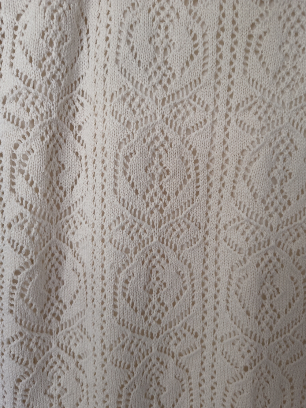 Knit Skirt, Freshman 1996 Cream Cable Knit Straight Midi Skirt, XL - Picture 2 of 4